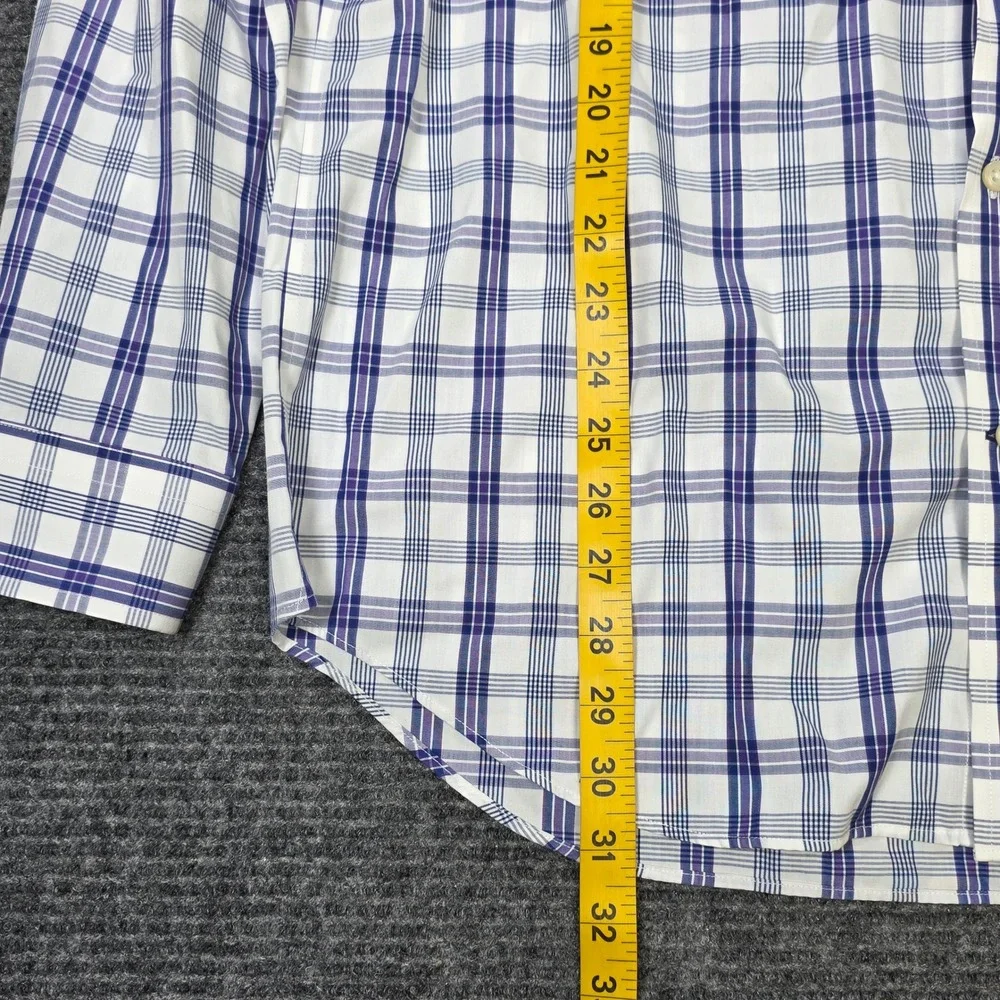Banana Republic Non-Iron Classic Fit Shirt Men's Size L Purple Blue Plaid Button